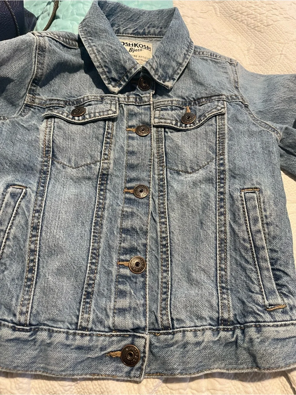 OshKosh B'gosh Kids 7 Light Blue Denim Jean Jacket for Kids 100% Cotton